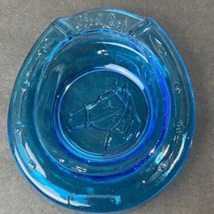 Vintage Blue Good Luck Horse 5 1/2" Ashtray